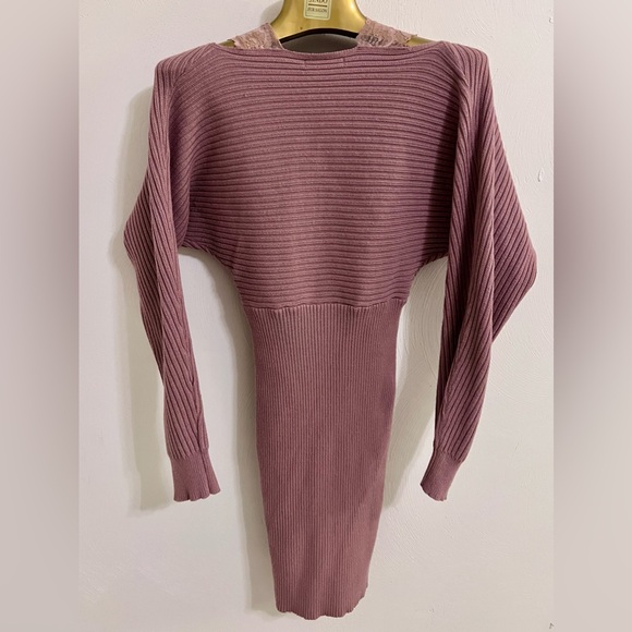 Elegant Ribbed Knit Sweater Dress - Picture 3 of 3